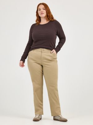 SCOMCHIC Plus Size Pants for Women Khaki Work Casual Straight Leg