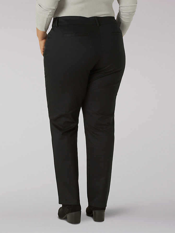 Women's Wrinkle Free Relaxed Fit Straight Leg Pant (Plus) in Black alternative view