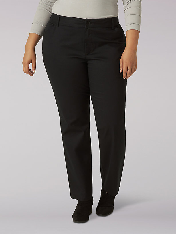 Women's Wrinkle Free Relaxed Fit Straight Leg Pant (Plus)