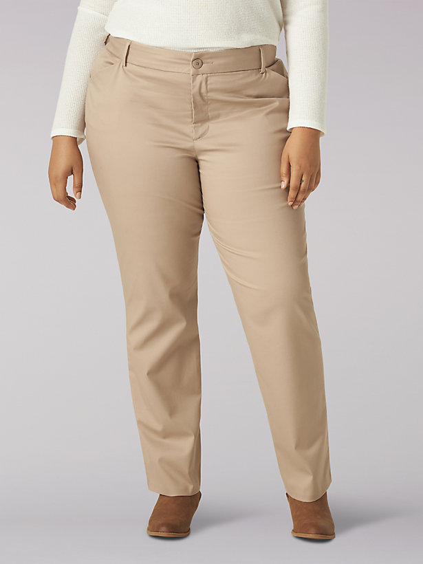 Women's Wrinkle Free Relaxed Fit Straight Leg Pant (Plus)