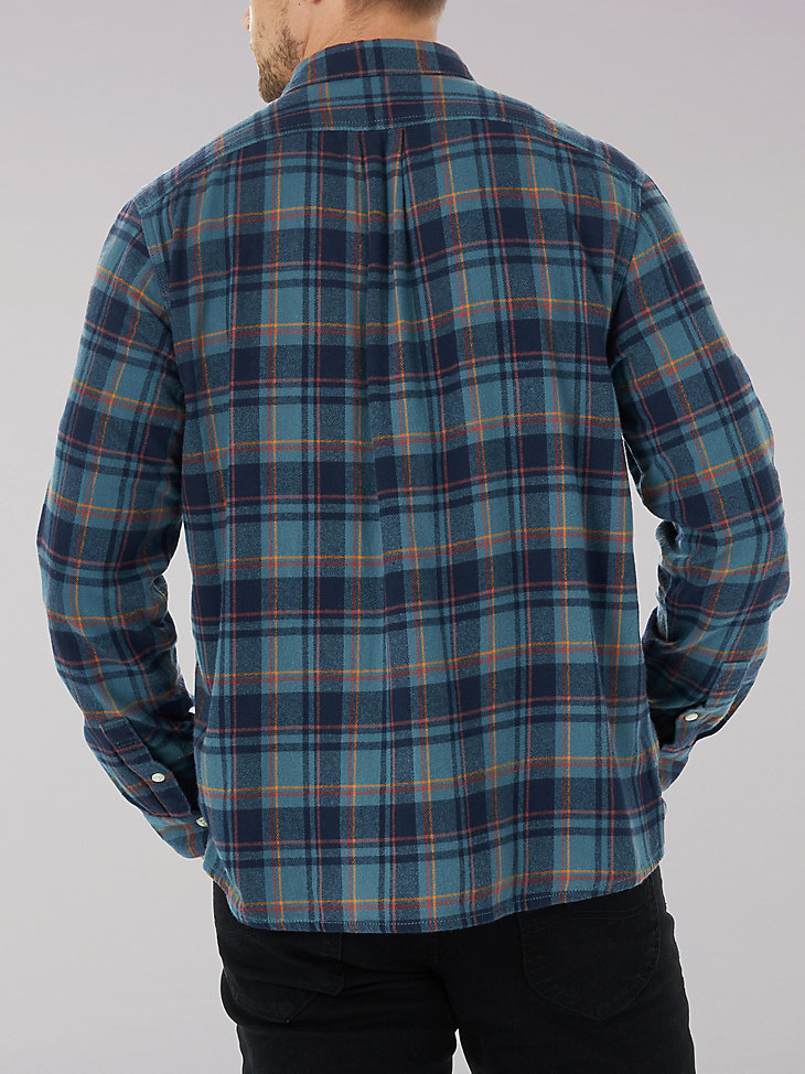 Men's Working West Flannel Plaid Button Down Shirt in Blue Punch alternative view