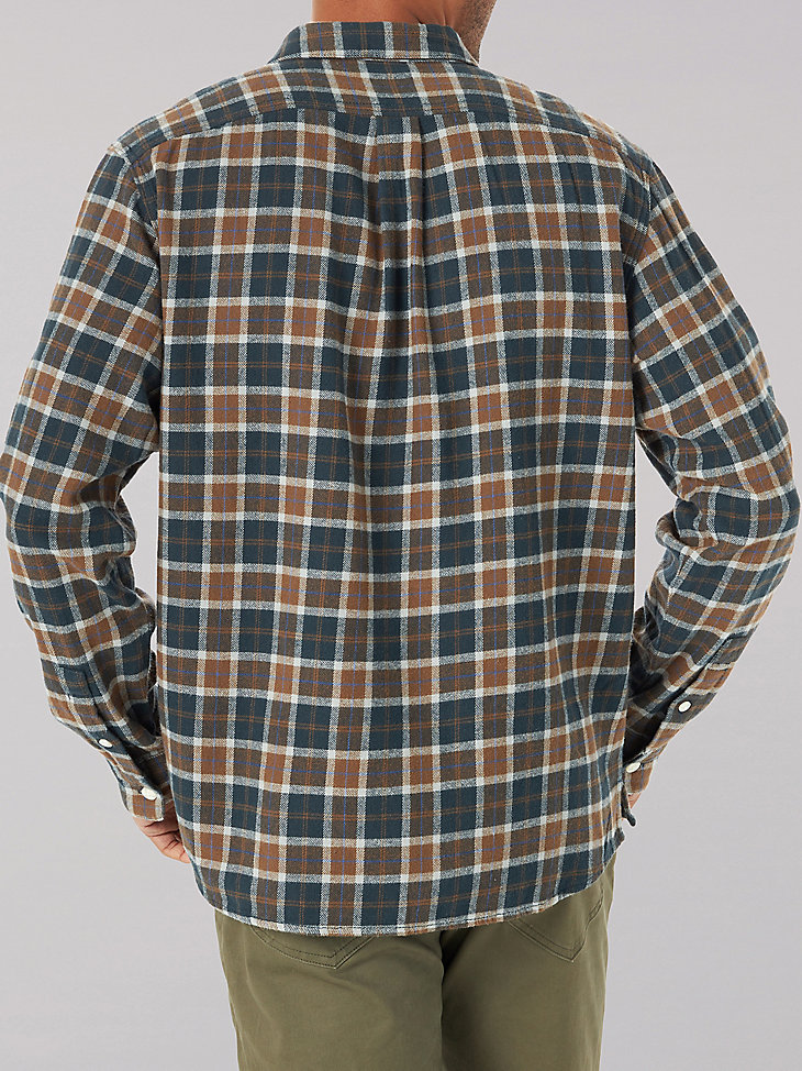 Men's Working West Flannel Plaid Button Down Shirt in Chalk Line alternative view