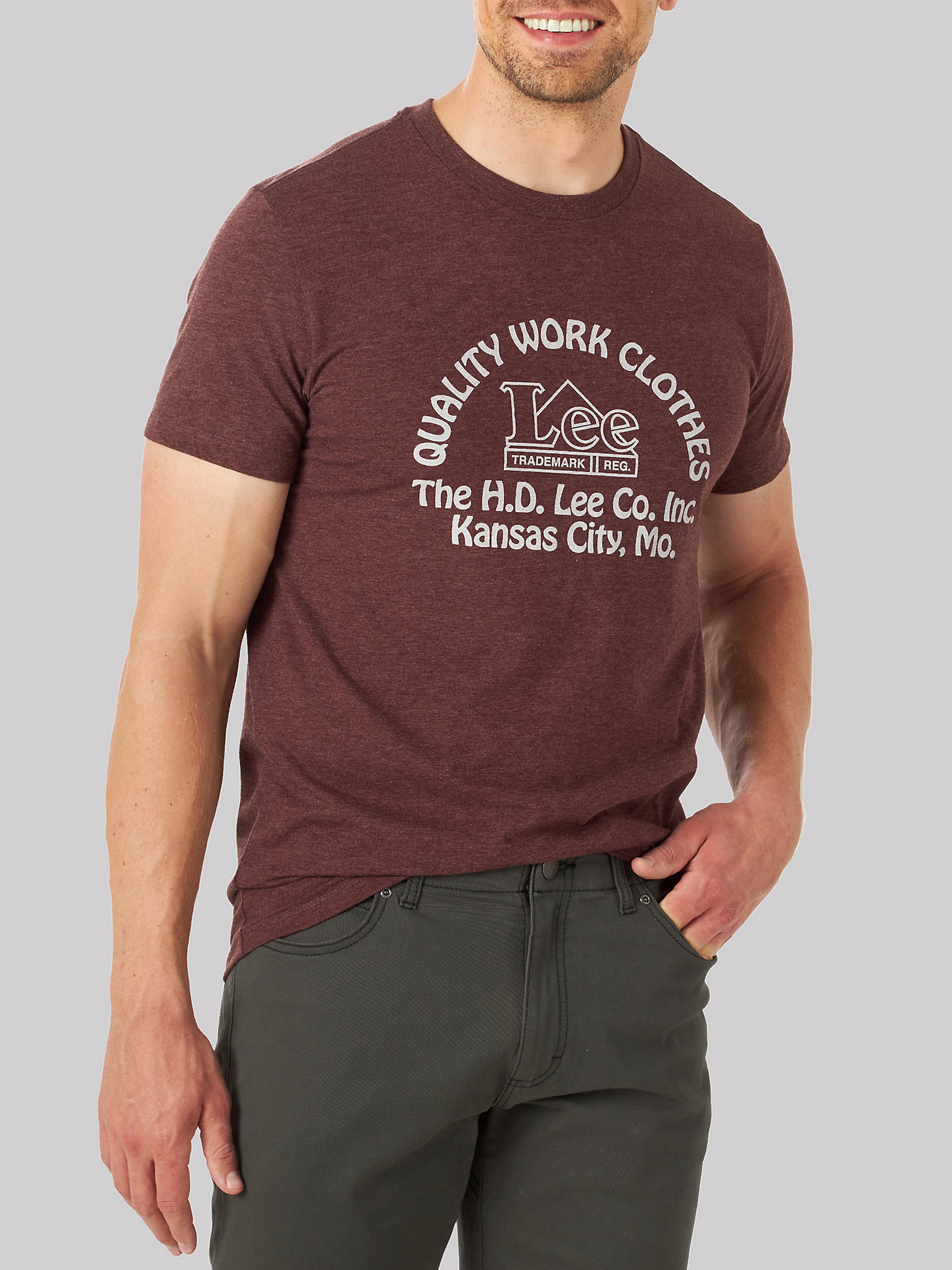 Men's Quality Work Clothes Graphic Tee in Heather Campus main view