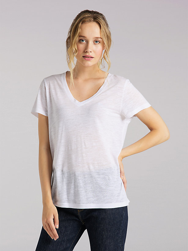 Women's Lee European Collection Solid V-Neck Tee