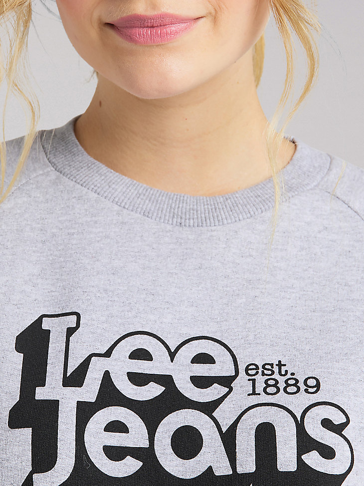 Women's Lee European Collection Graphic Crew Neck Sweatshirt in Grey Mele alternative view 3