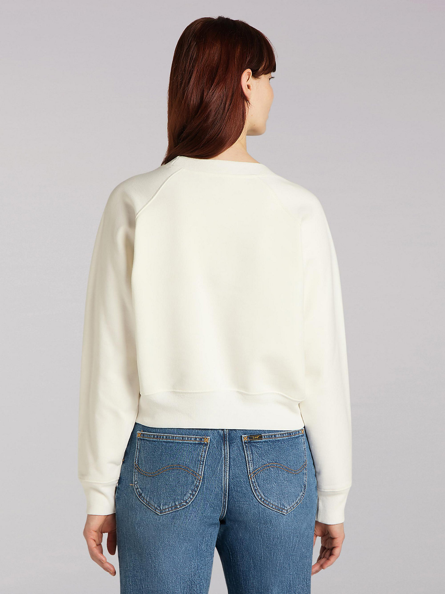 Women's Lee European Collection Crop Sweatshirt in White Canvas alternative view 1