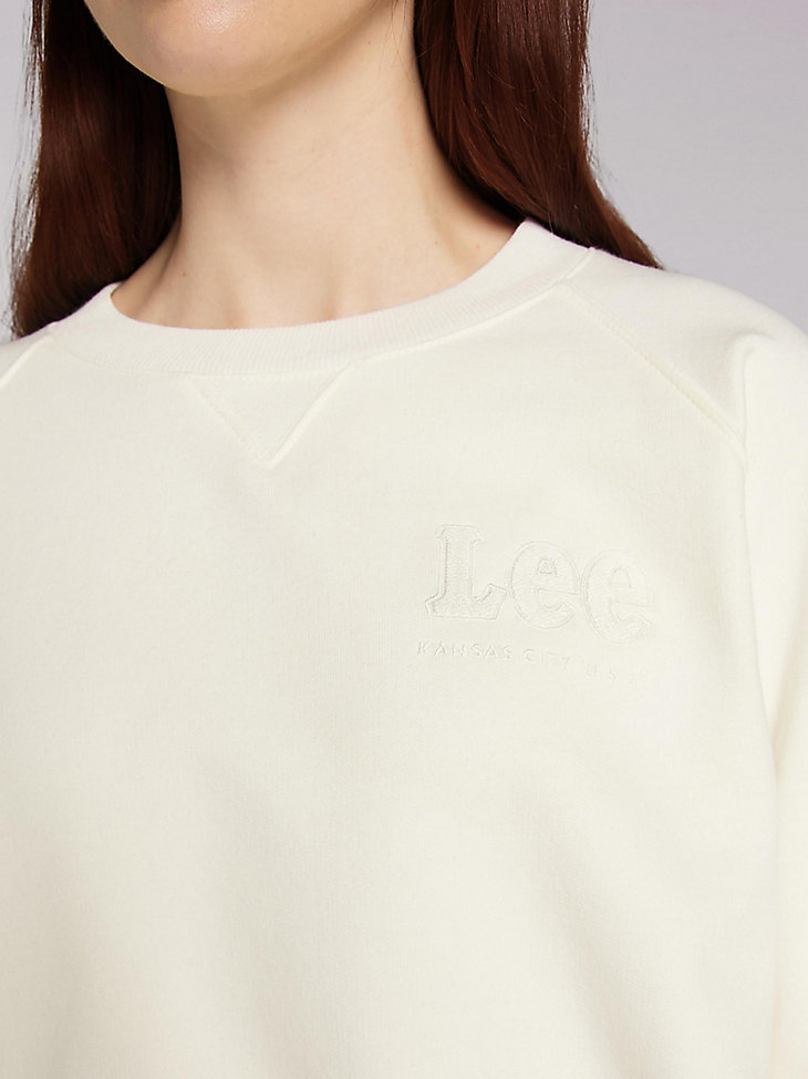 Women's Lee European Collection Crop Sweatshirt in White Canvas alternative view 3