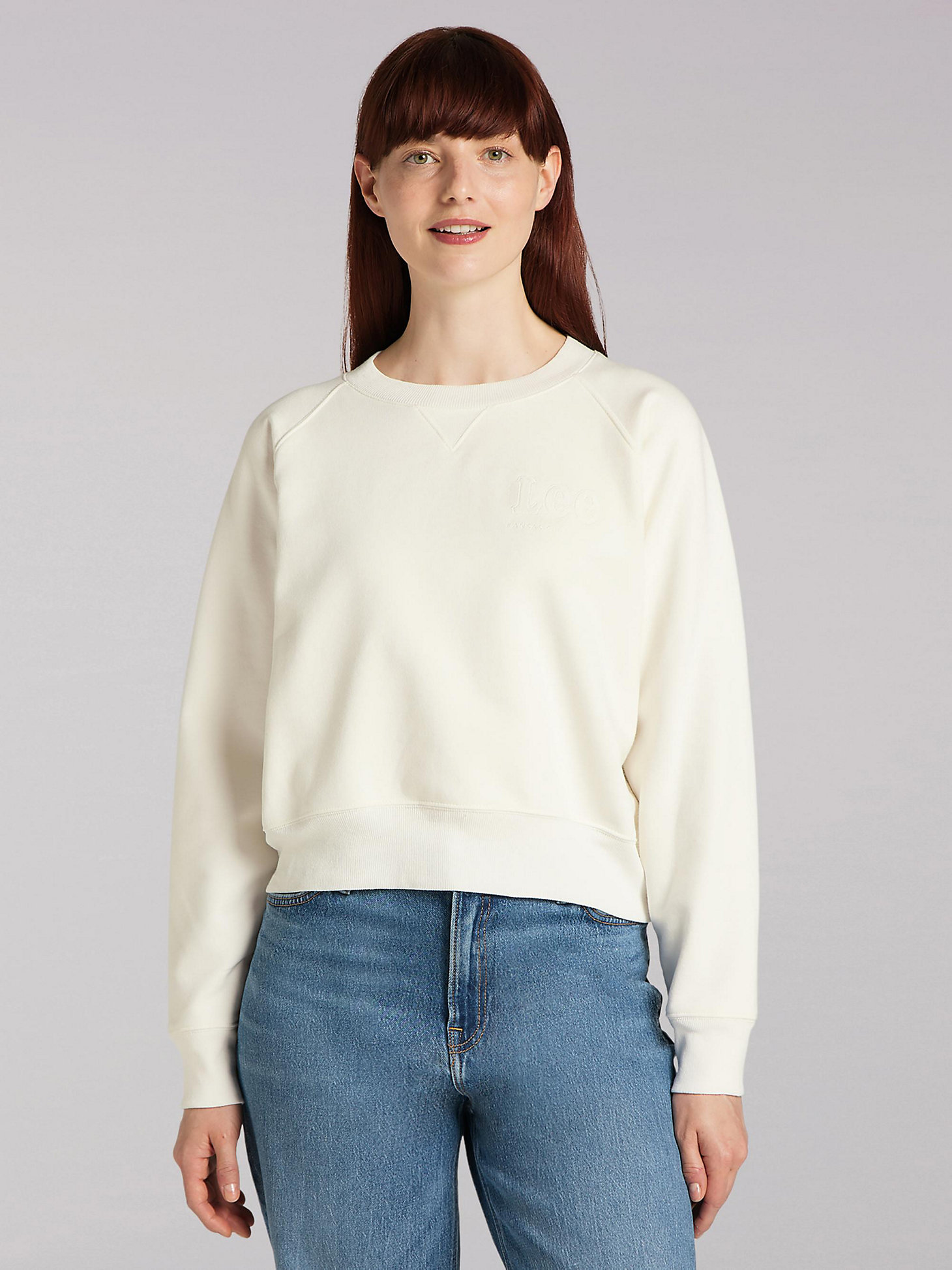 Women's Lee European Collection Crop Sweatshirt in White Canvas main view