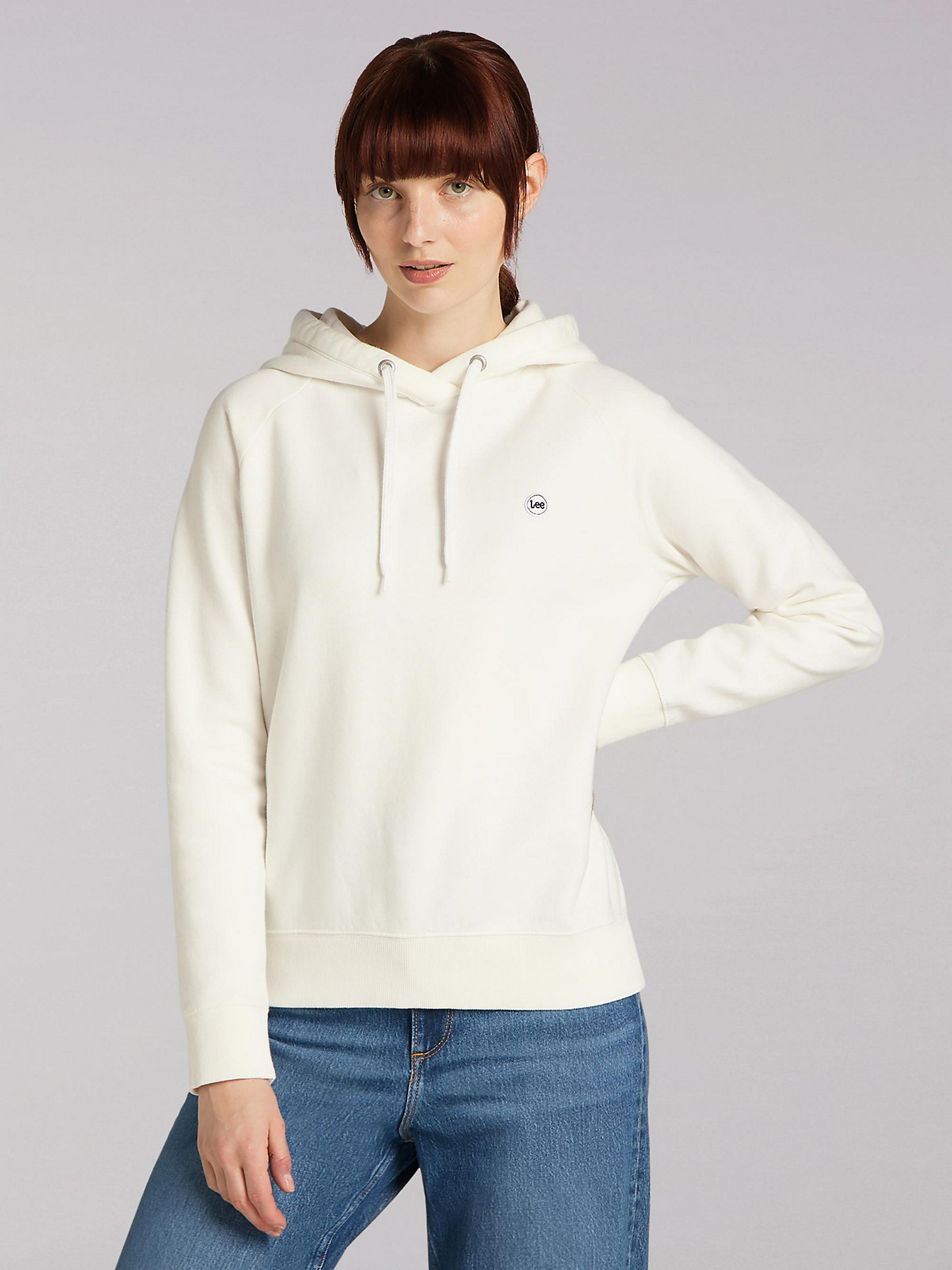 Women's Lee European Collection Essential Hoodie in White Canvas main view