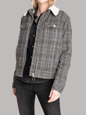 Women's Lee European Collection Wool Check Sherpa Lined Rider Jacket