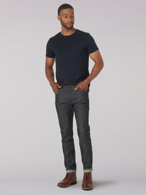 Lee Men's Selvedge Denim Jeans Dark Raw Indigo Riders Straight Leg