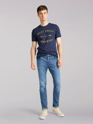 lee skinny men's blue jeans