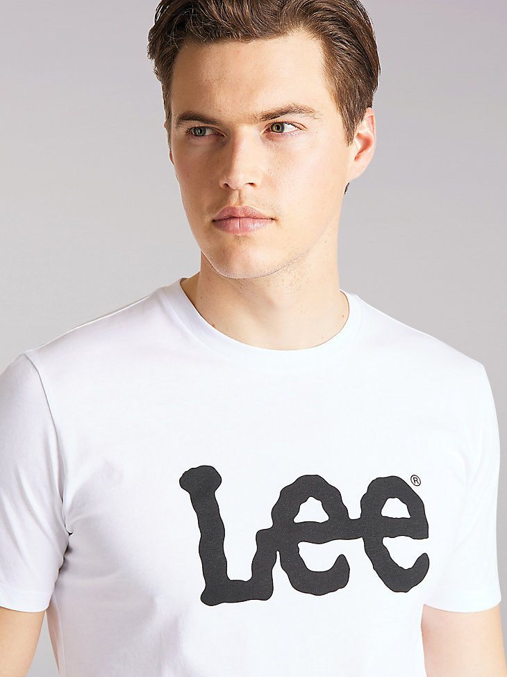 Men’s Lee European Collection Wobbly Logo Tee in White alternative view 3