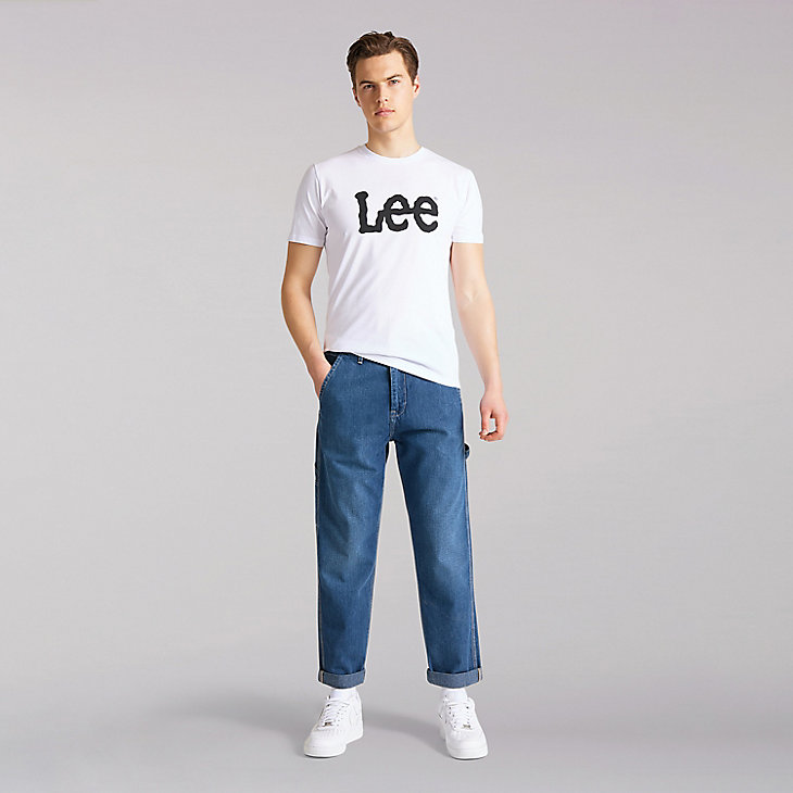 Men’s Lee European Collection Wobbly Logo Tee in White alternative view 5