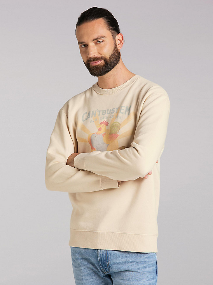 Men's Lee European Collection Can't Bust 'Em Sweatshirt in Beige main view