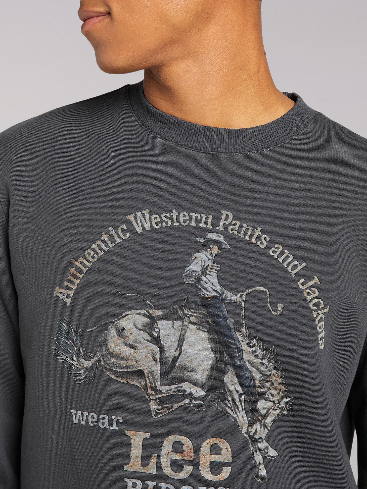 Men's Lee European Collection Rider Graphic Sweatshirt in Washed Black alternative view 3