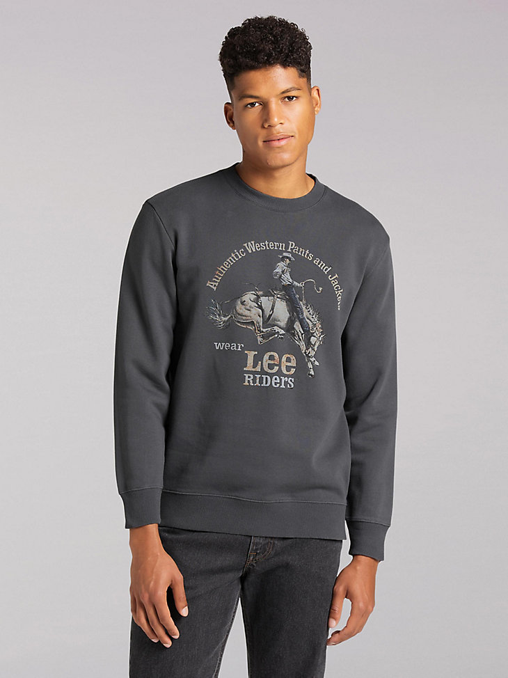 Men's Lee European Collection Rider Graphic Sweatshirt in Washed Black main view