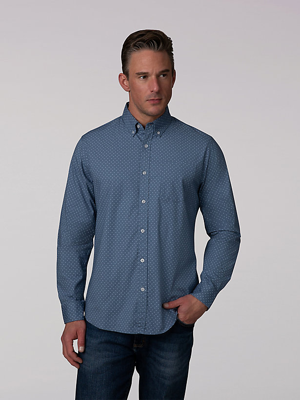 Men’s Dotted Print Button Down Shirt