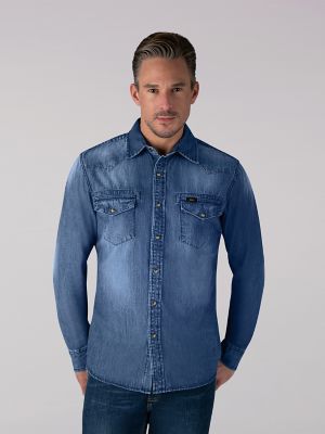 big and tall blue jean shirt