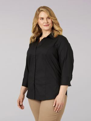 Women's Lee Riders 3/4 Sleeve Easy Care Button Front Shirt - Plus | Lee