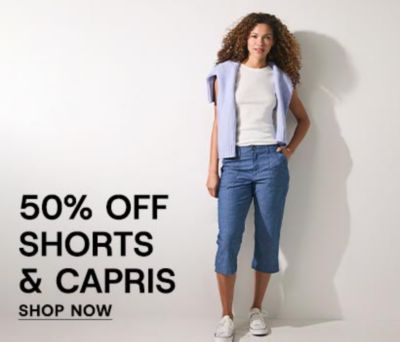 50 Percent Off Womens Shorts and Capris
