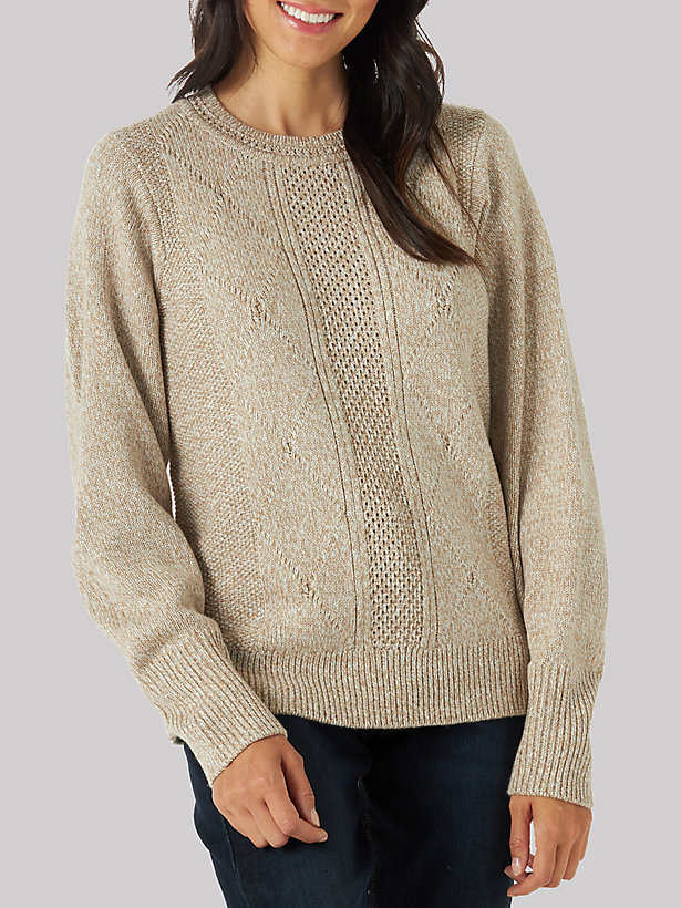 Women's Cable Knit Puff Sleeve Sweater
