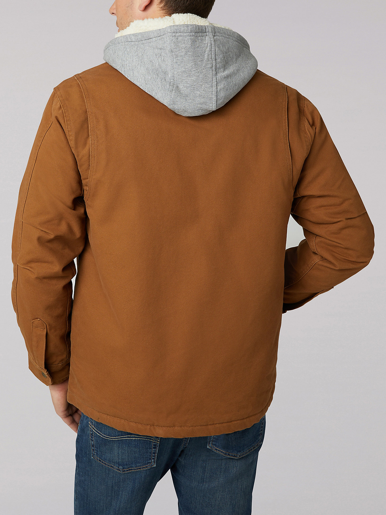 Men's Sherpa Lined Canvas Fleece Hood Jacket in Tobacco alternative view 1
