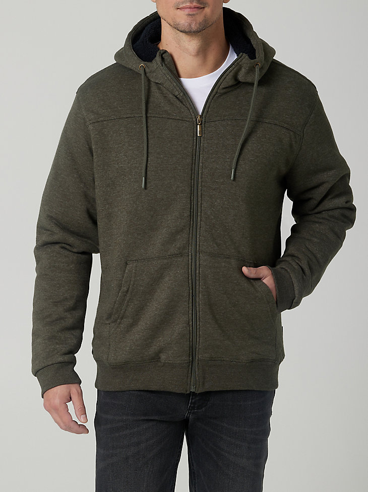 Men's Sherpa Lined Water Resistant Hooded Jacket in Rosin main view