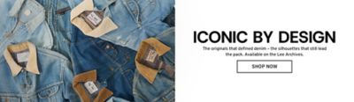 ICONIC BY DESIGN.The originals that defined denim. the silhouettes that still lead the pack. Available on the Lee Archives