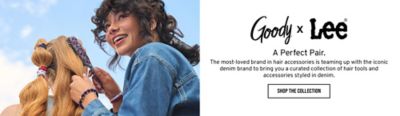 perfect pair. the most loved brand in hair accessories is teaming up with the iconic denim brand to bring you a curated collection of hair tools and accessories styled in denim.