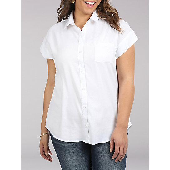 Women's Lee Riders Short Sleeve Button front shirt with Chest Pocket ...