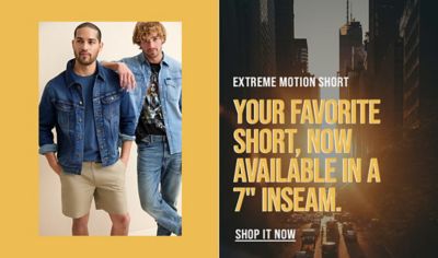 your favorite short now available in a 7 inch inseam. Man wearing extreme motion shorts