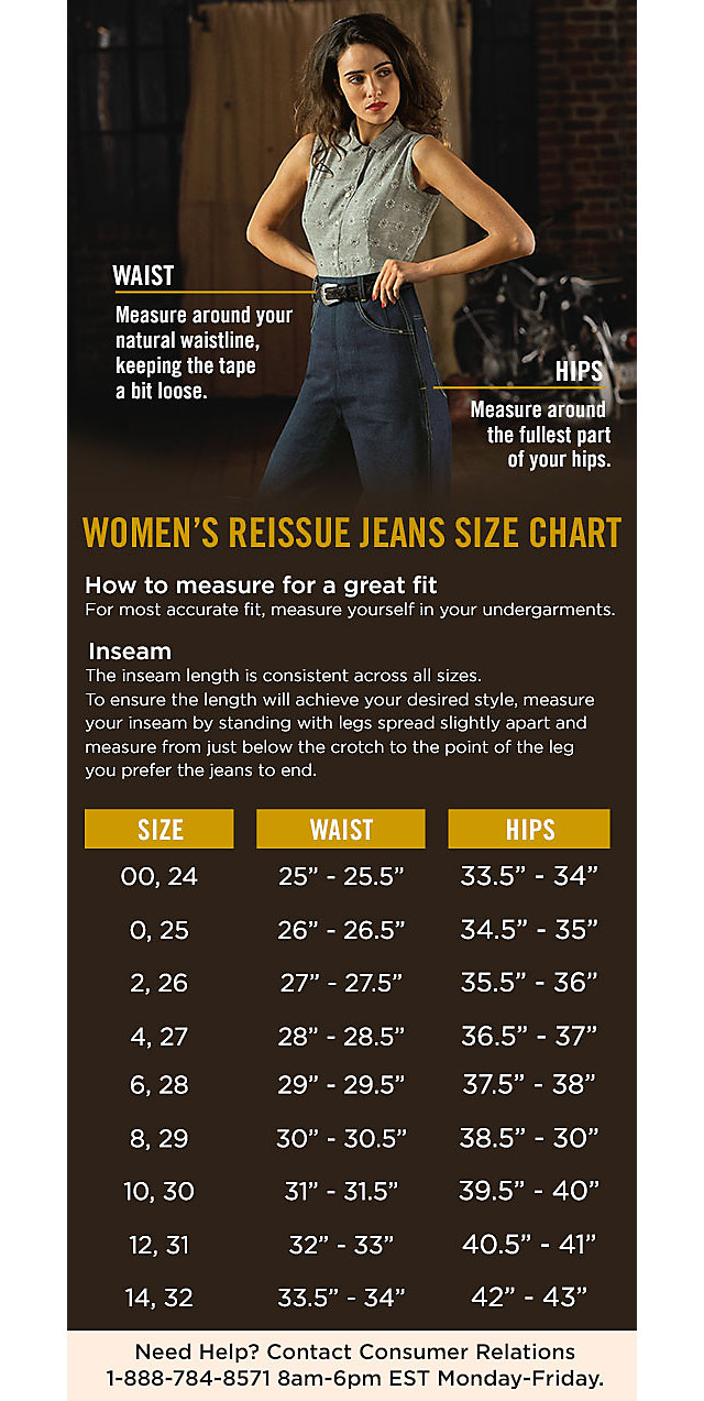 Lee Pants Size Chart