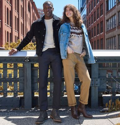Couple in city wearing lee legendary pants.
