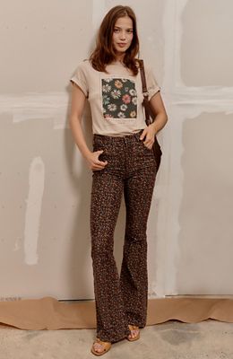 Floral Print Corduroy Flare