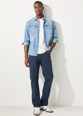 stack of mens lee denim jeans