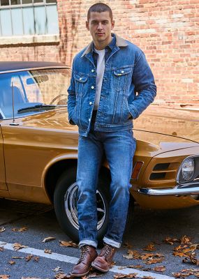stack of mens lee denim jeans