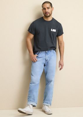 stack of mens lee denim jeans