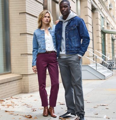 Couple on roof in the City wearing Fall's Most Legendary Pants