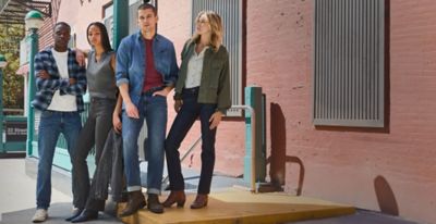 Couples in the city wearing Lee Denim.