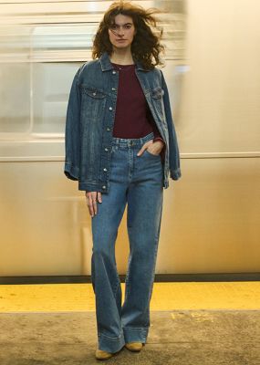 woman wearing lee denim jeans