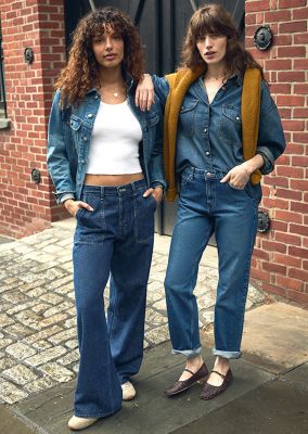 woman wearing lee denim jeans